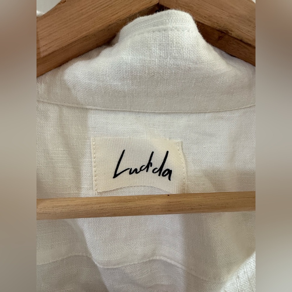 Ludda Men's White Casual Button-Down Shirt - Classic Linen Blend - Picture 2 of 5